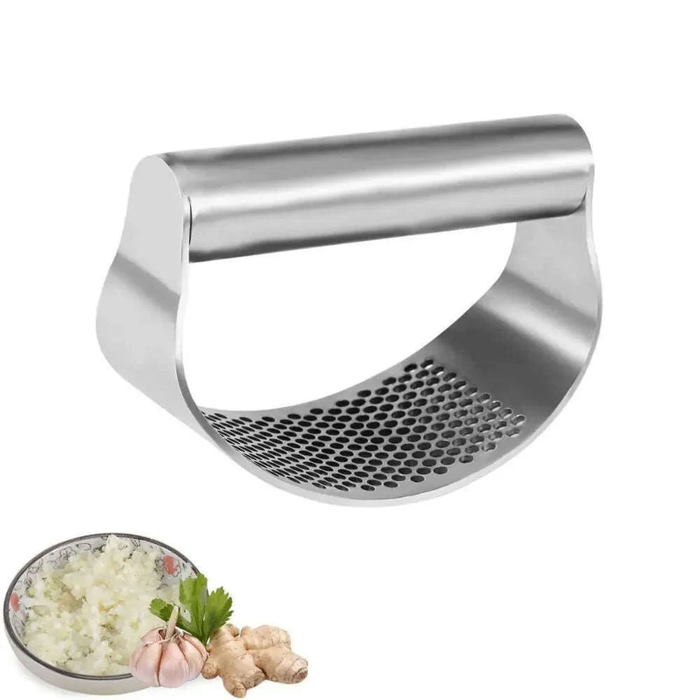 LMETJMA Garlic Press Rocker Stainless Steel Garlic Crusher Garlic Mincer Presses Ginger Press Squeezer Kitchen Gadgets KC0322