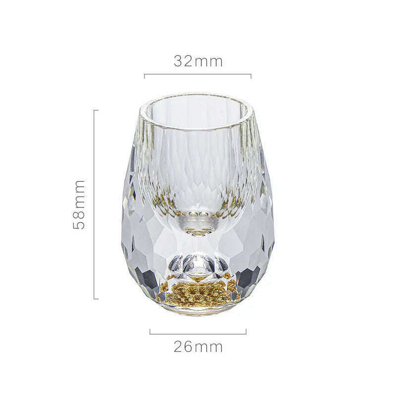 Luxury Crystal Glass Vodka Glass Sake Shochu Glass Bar Liqueur Double Bottom Gold Foil Glass Tea Cup High-end Gifts Hard Liquor
