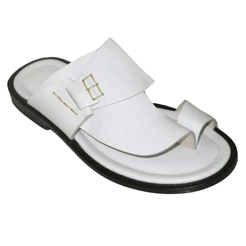 Men Genuine Leather Two ways Wear Sandals Male Beach Solid Sewing Leisure Slippers Summer New Skin Friendly Wear-resistant Shoes