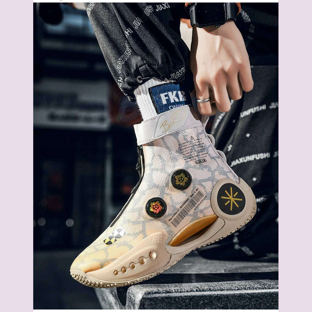 Men's Basketball Shoes Breathable Cushioning Non-Slip Wearable Runing Shoes Gym Training Athletic Basketball Sneakers for Women