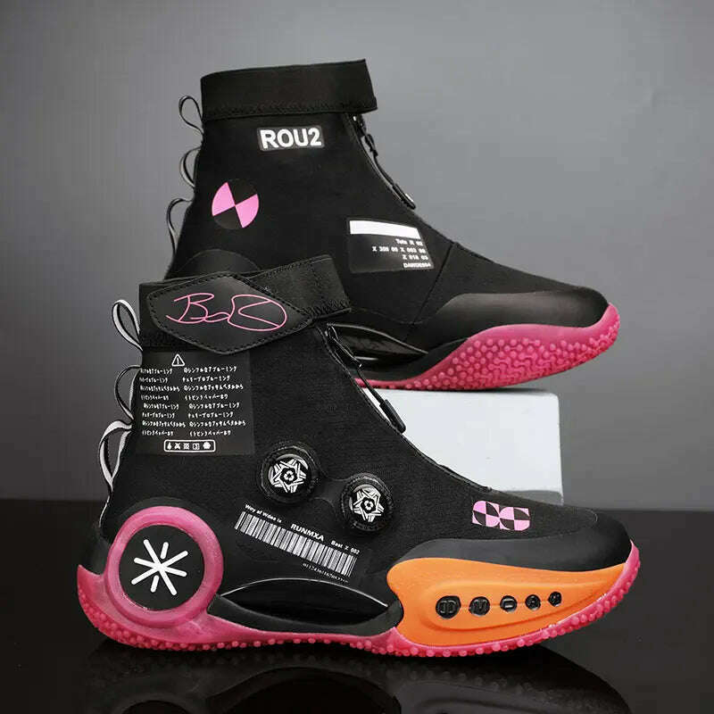 Men's Basketball Shoes Breathable Cushioning Non-Slip Wearable Runing Shoes Gym Training Athletic Basketball Sneakers for Women