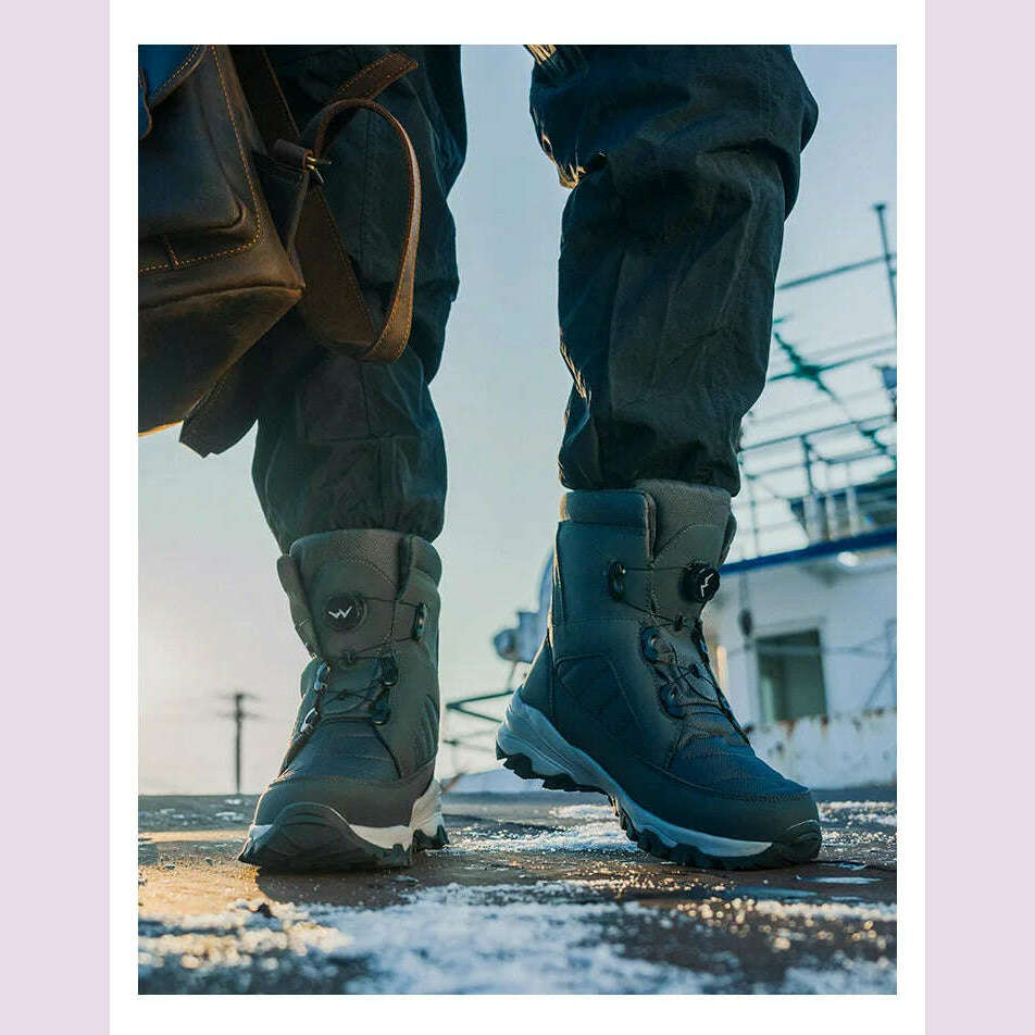 Men's Snow Boots with Thick Fleece Women Ankle Boots Waterproof and Anti Slip Winter Fashion Travel Big Cotton Shoes Size 36-46