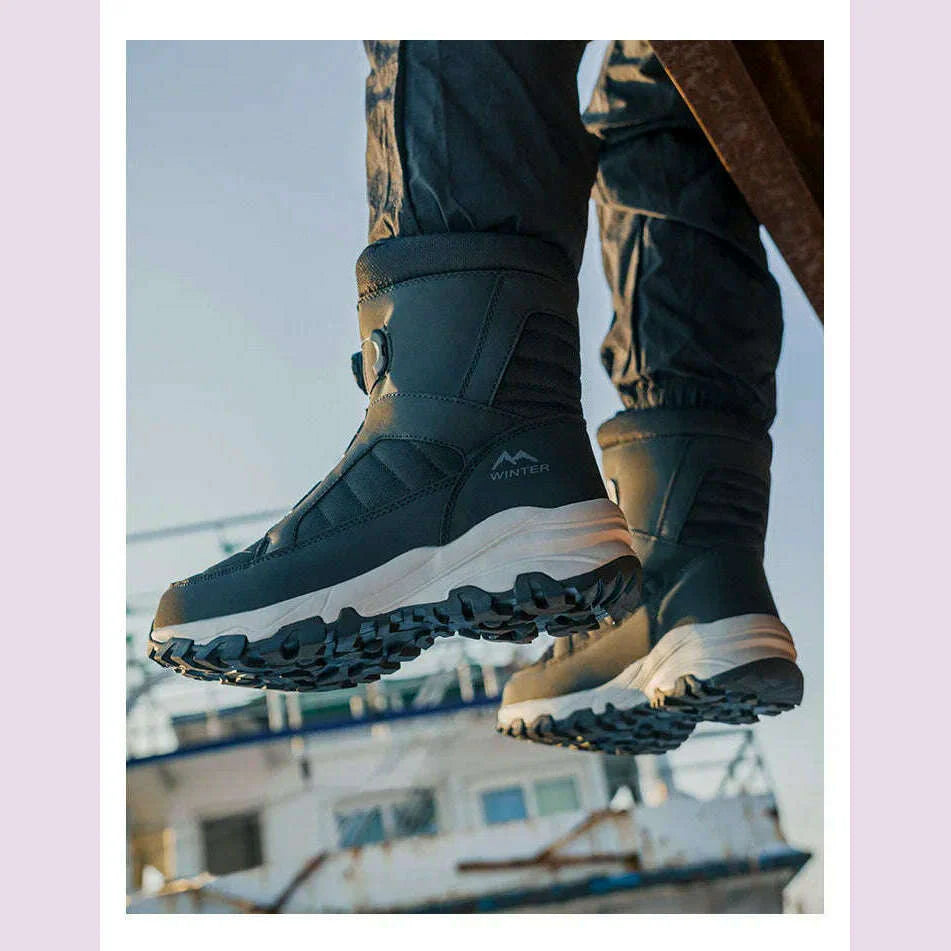 Men's Snow Boots with Thick Fleece Women Ankle Boots Waterproof and Anti Slip Winter Fashion Travel Big Cotton Shoes Size 36-46