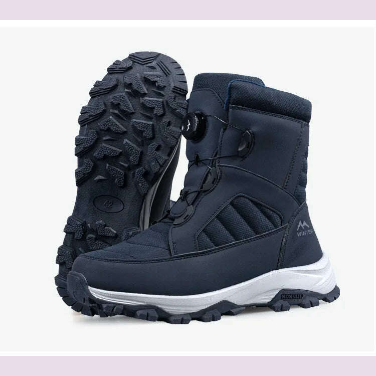 Men's Snow Boots with Thick Fleece Women Ankle Boots Waterproof and Anti Slip Winter Fashion Travel Big Cotton Shoes Size 36-46