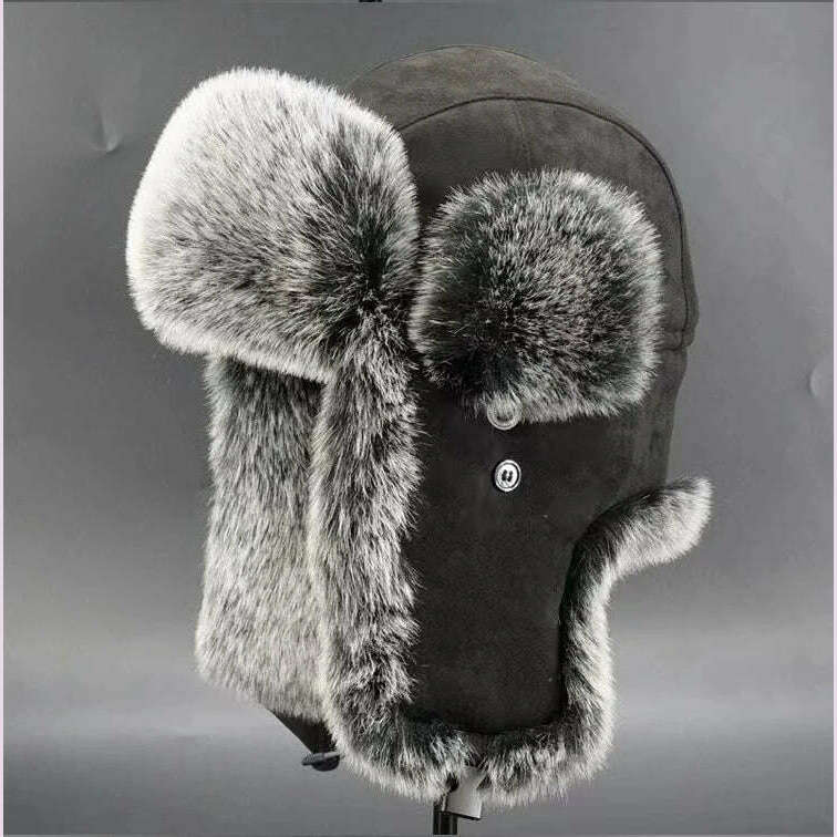 Men's Winter Trapper Aviator Trooper Earflap Warm Russian Waterproof Ski Hat Bomber Cap Russian Warm Ear Protectors Hats