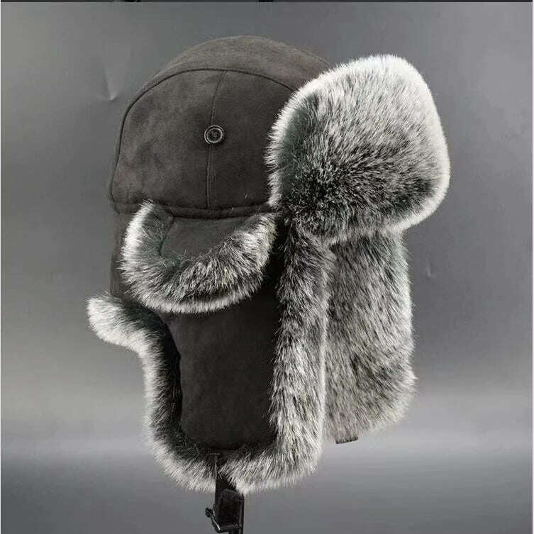 Men's Winter Trapper Aviator Trooper Earflap Warm Russian Waterproof Ski Hat Bomber Cap Russian Warm Ear Protectors Hats