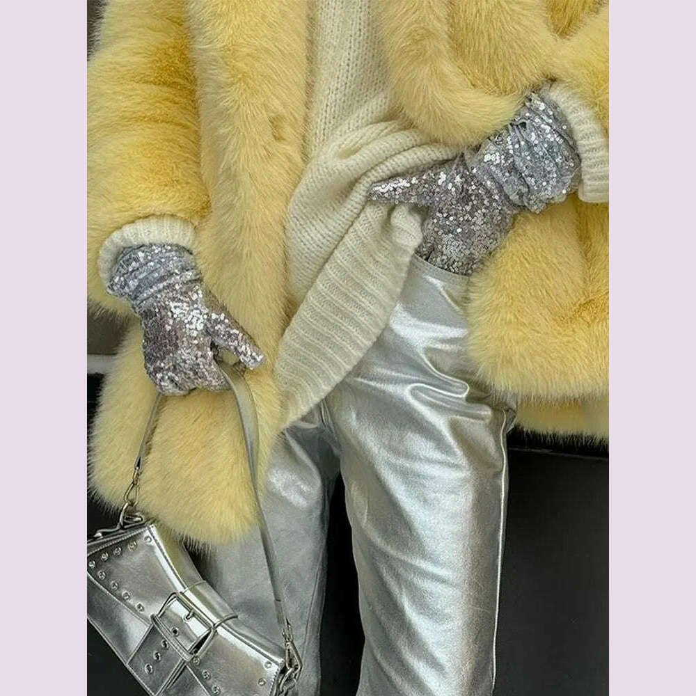 Mid-Length Women's Fur Coat Suit Collar Loose Imitation Fox Fur Plush Coats Warm Soft Thickened Winter Socialite Fur Overcoat