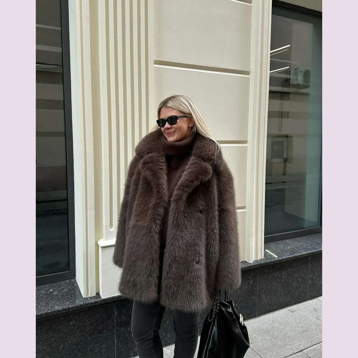 Mid-Length Women's Fur Coat Suit Collar Loose Imitation Fox Fur Plush Coats Warm Soft Thickened Winter Socialite Fur Overcoat