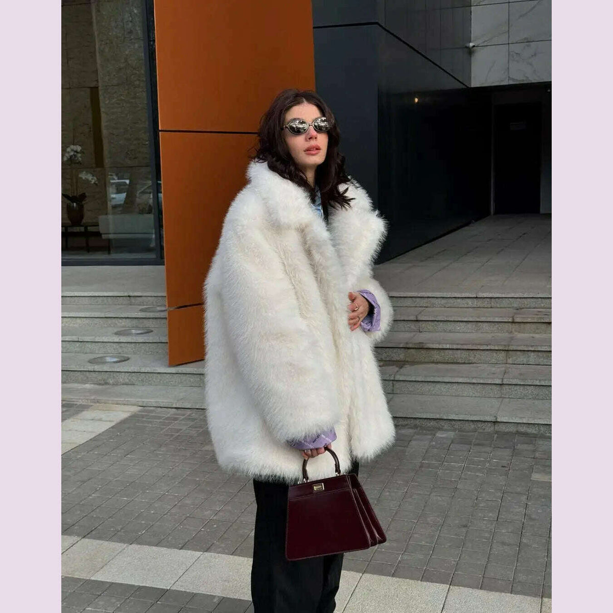 Mid-Length Women's Fur Coat Suit Collar Loose Imitation Fox Fur Plush Coats Warm Soft Thickened Winter Socialite Fur Overcoat