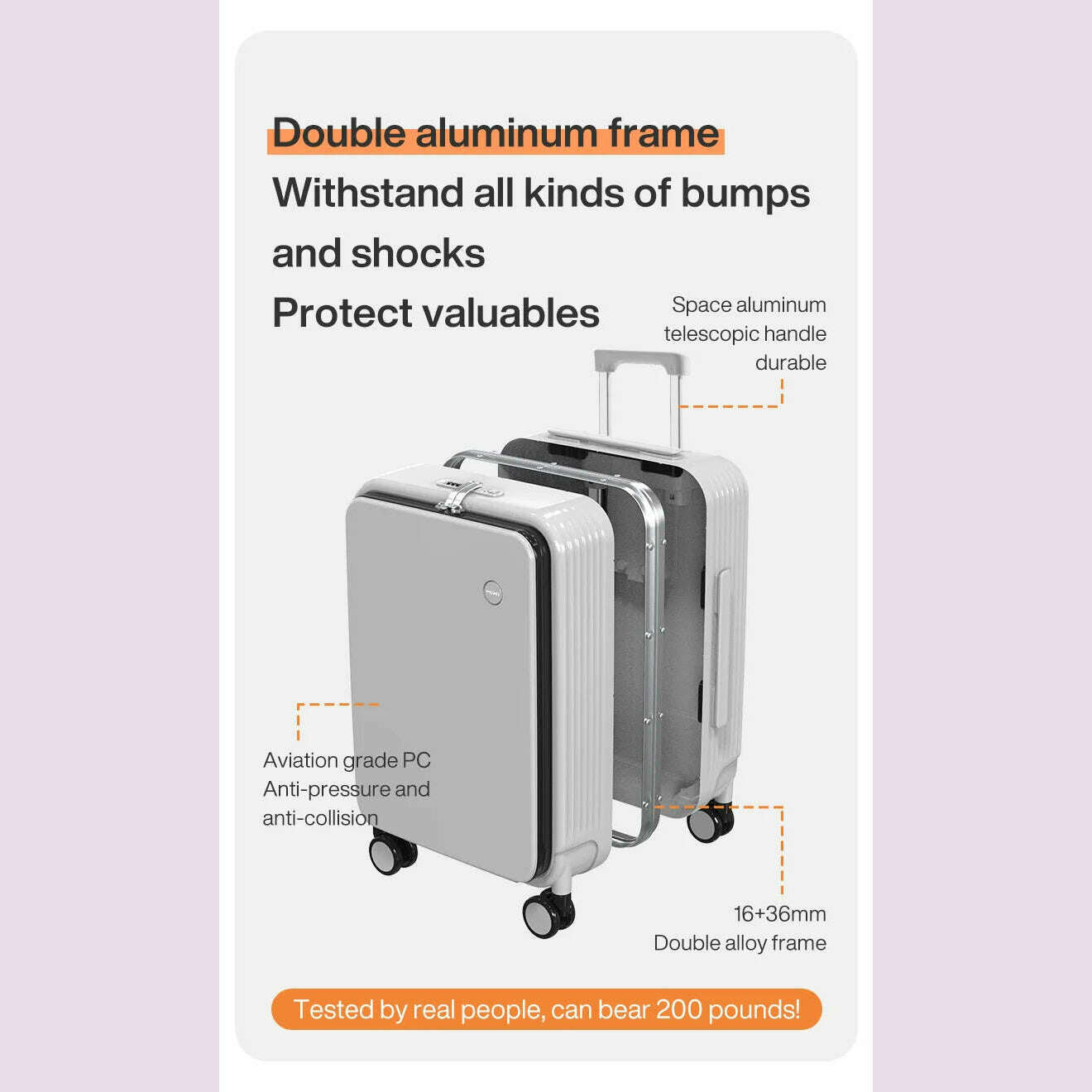 Mixi New Aluminum Frame Suitcase Carry On Rolling Luggage with USB Port Boarding Cabin Cup and Phone Holder 20 24 Inch