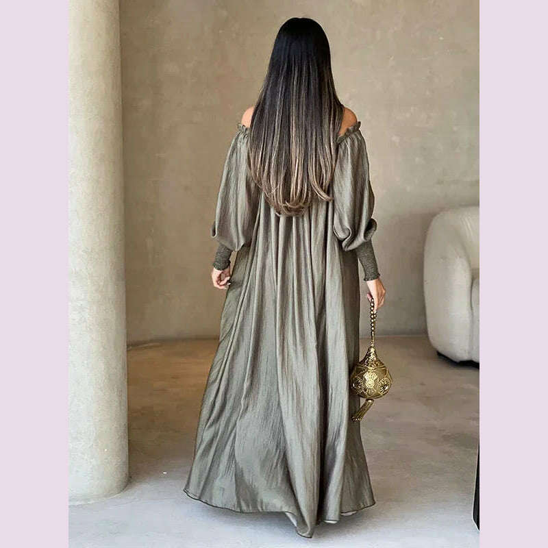 Modigirl Elegant Evening Party Dress For Women Clothing 2025 Spring Summer Puff Sleeves H-line Loose Plus Size Maxi Dresses 3XL