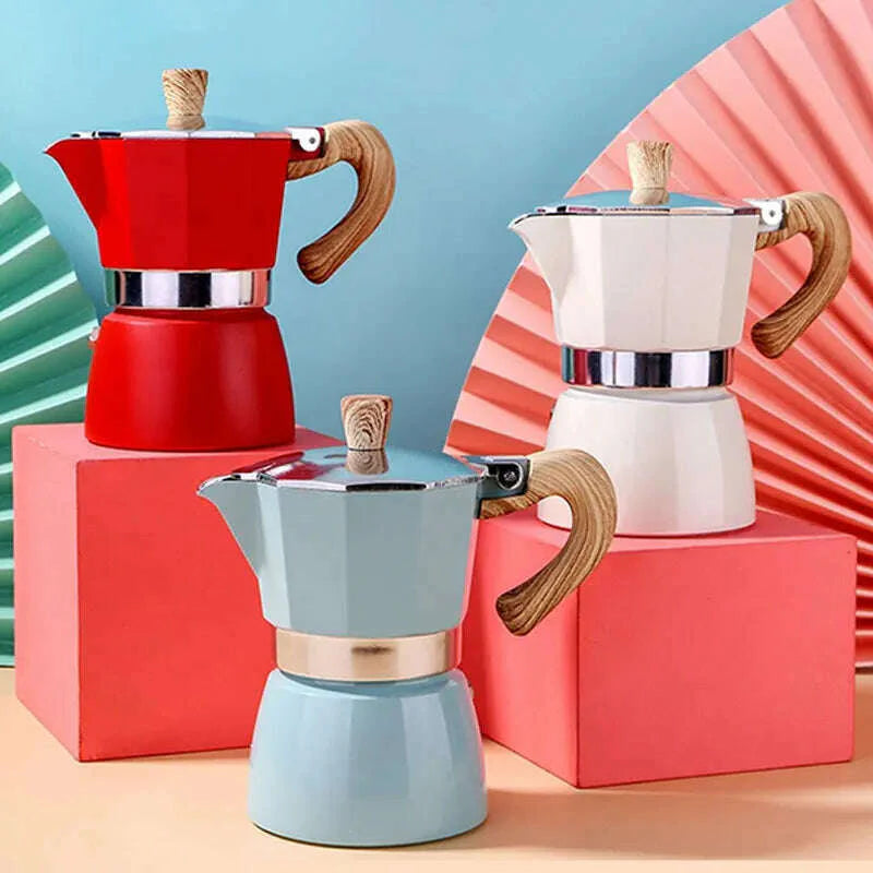 Moka Pot Italian Coffee Machine Espresso Aluminum Geyser Coffee Maker Kettle Latte Stove Classic Coffee Barista Tools 150/300ml