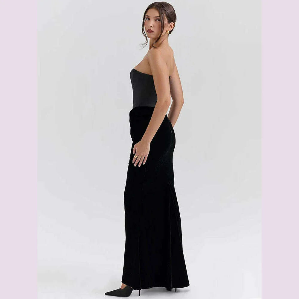 Mozision Off-shoulder Strapless Sexy Maxi Dress For Women Elegant Sleeveless Backless Bodycon Club Party Evening Long Dress