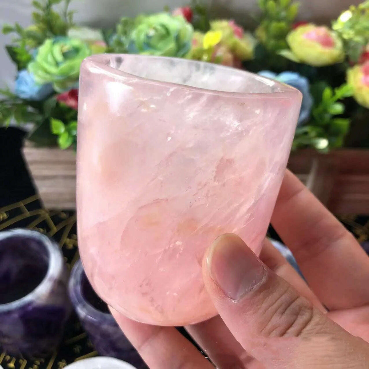 Natural Crystal Amethyst Rose Quartz White Crystal Cup High Quality Healing Crystal For Gift Collection Craft Home Decor
