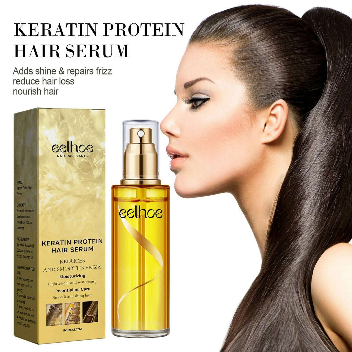 Natural Hair Growth Keratin Hair Care Essence Spray Repair Improve Dry Curly Hair Smooth Hair Growing Serum Oil