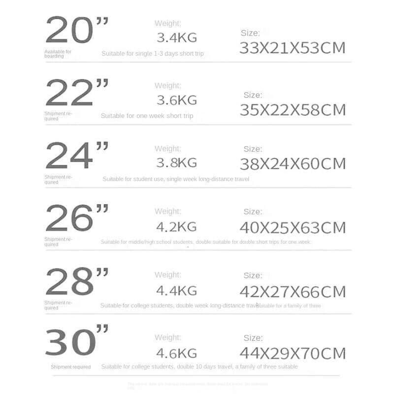 New Aluminum Frame Suitcase Large Capacity Suitcase on wheels 20/22/24/26/28/30 Inch Trolley Case Password Boarding Box