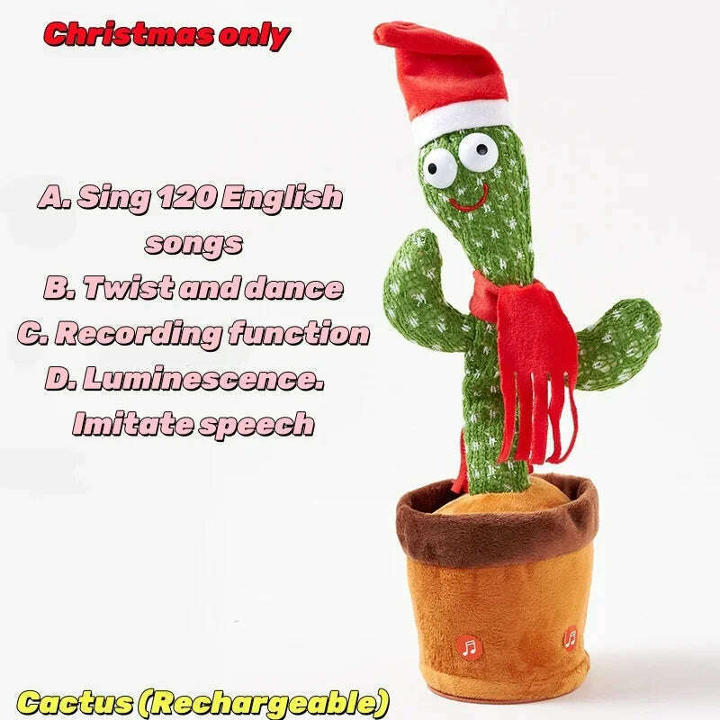 New Dancing Cactus Toys Repeat Talking Songs Wriggle Dancing Sing Toy Talk Plushie Stuffed Toys for Baby Adult Christmas Gifts