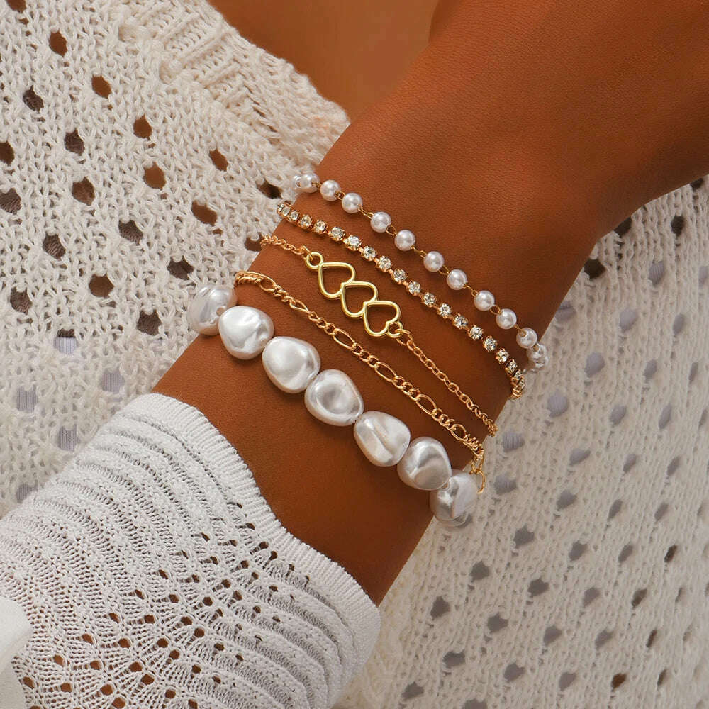 New Fashion Boho Punk Golden Cuff Bracelets & Bangles For Women Love Pulseiras Bangle Set Feminina Jewelry Charm Gifts B051