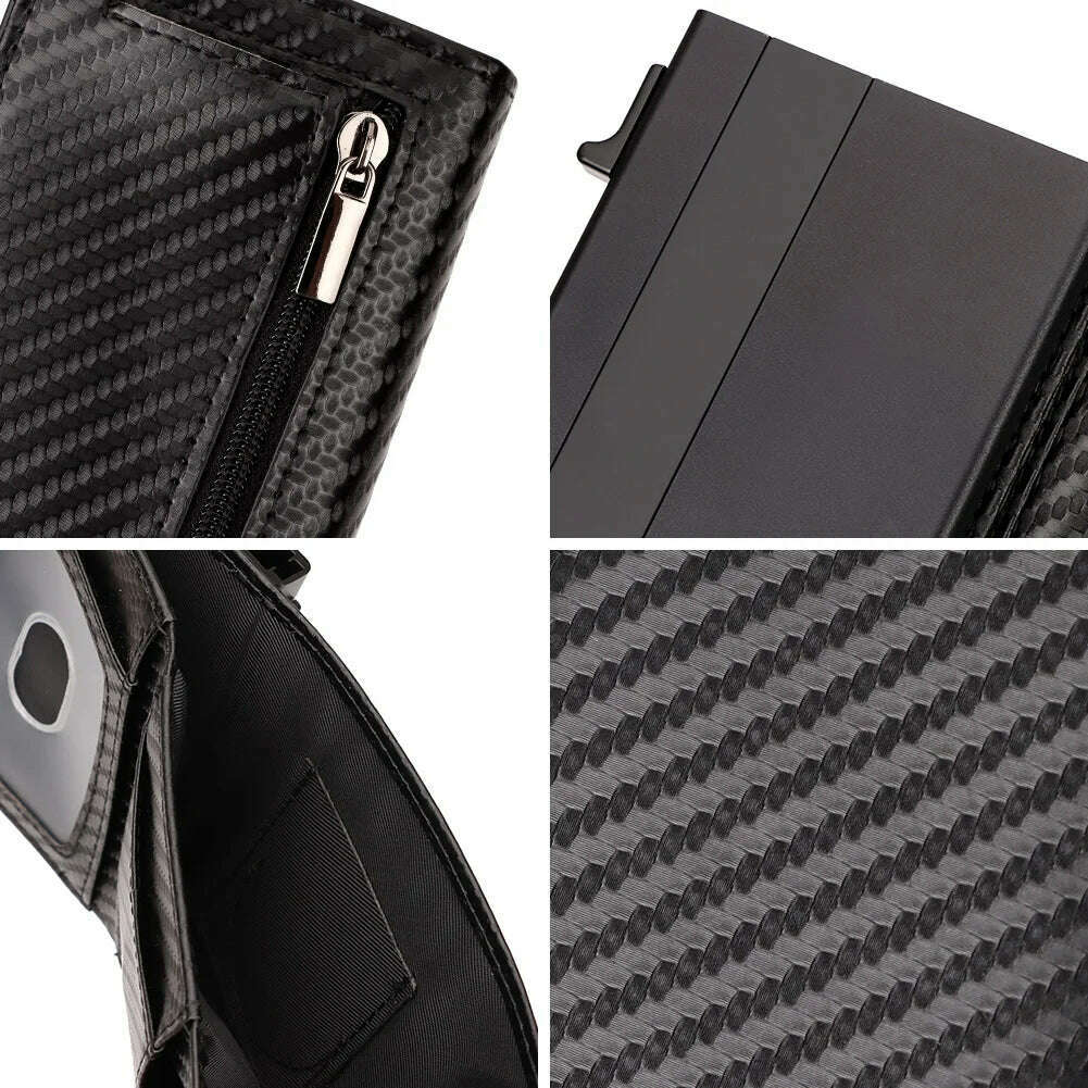 New Fashion Pop-up Card Holder Carbon Fiber  Leather AirTag Wallet for Women Rfid Card Holder for Men Card Holder Mini Wallets