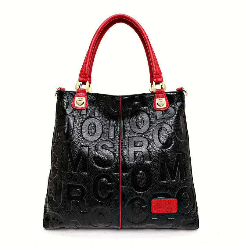 New Fashion Versatile Women's Handheld Shoulder Bag with Large Capacity Letter Printing High Quality Cowhide Tote Bag
