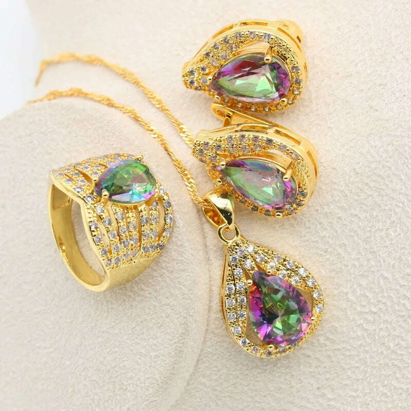 New Green Peridot Zircon Silver 925 Jewelry Set Women Bracelet Earrings Necklace Pendant Ring Birthday Gift