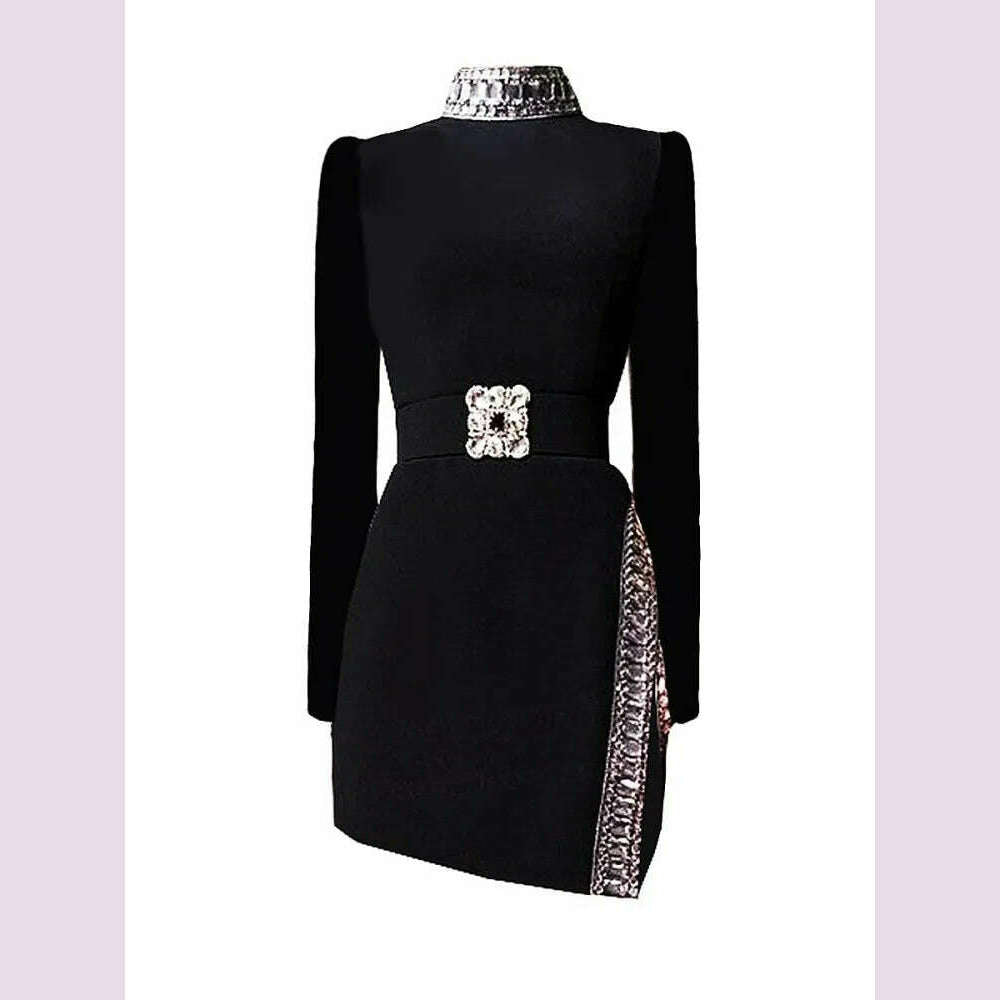 New Luxury Handmade Diamonds Vintage Jacket Women Elegant Party Fashion Black Short Coat Office Ladies Autumn Designer Jackets