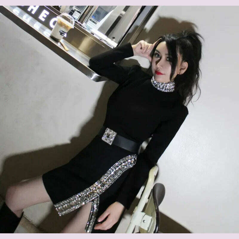 New Luxury Handmade Diamonds Vintage Jacket Women Elegant Party Fashion Black Short Coat Office Ladies Autumn Designer Jackets