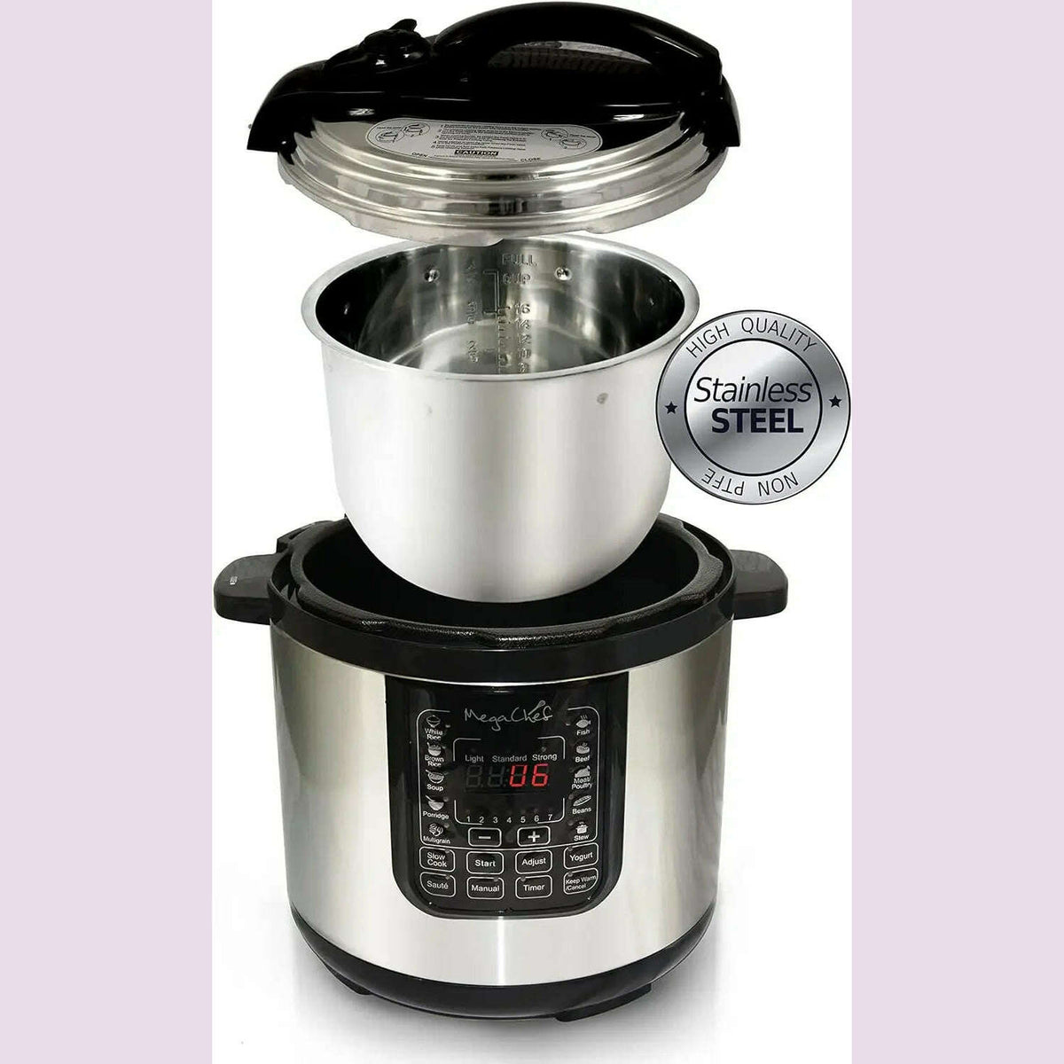 NEW MCPR120A 8 Quart Digital Pressure Cooker with 13 Pre-set Multi Function Features, Stainless Steel
