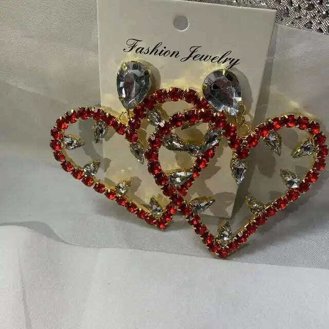 Novelly Rhinestone Geometric Large Flower Shape Stud Drop Earrings for Women Luxury Crystal Long Tassel Wedding Dangle Earrings