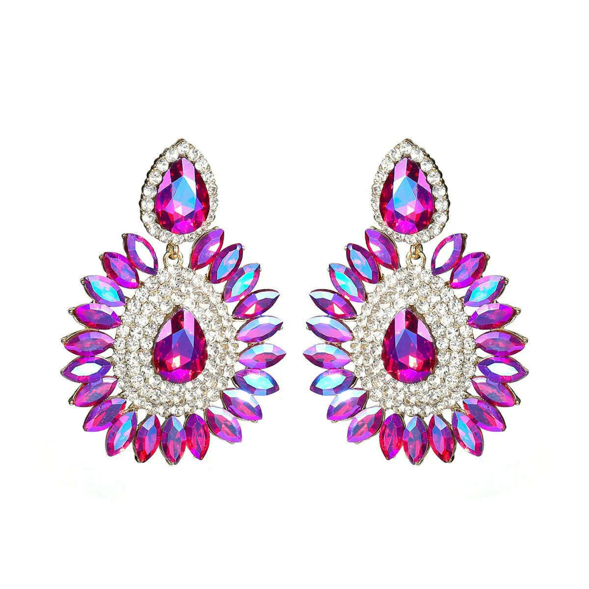Personalized exaggerated colored glass rhinestone earrings female devil eye earrings