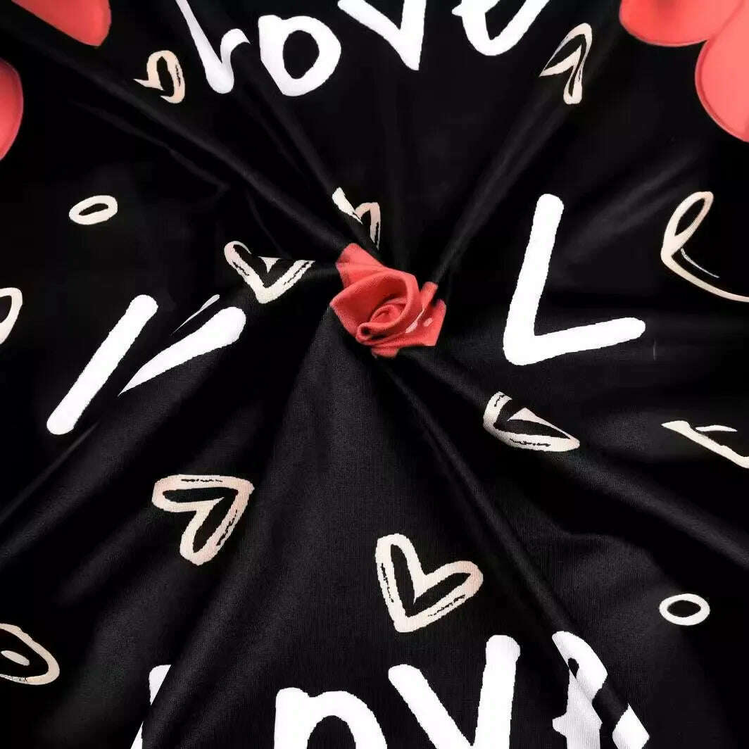 Plus Size Summer Women's Dresses Fashion Contrast Heart Print U-Neck Sleeveless Casual Bodycon Mini Dress