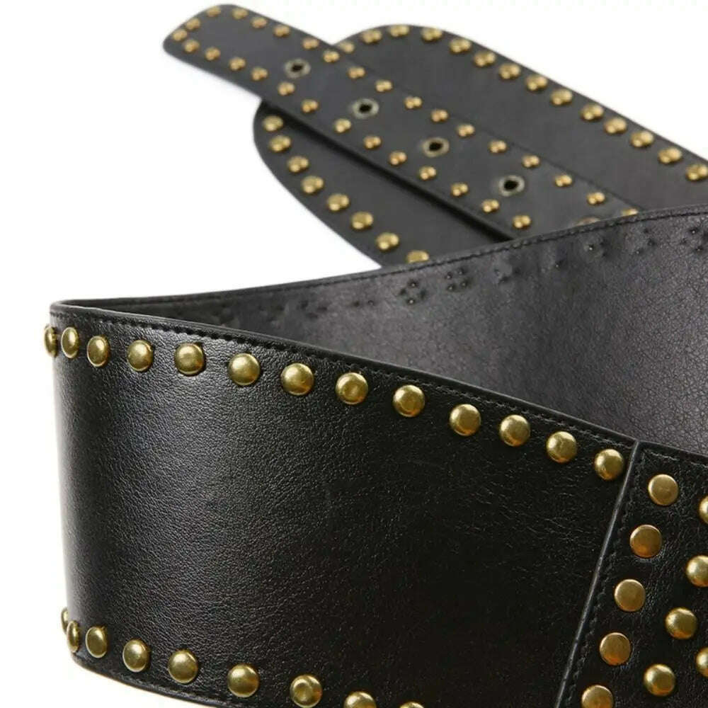 Punk Style Hollow Asymmetric Belt Harajuku Aesthetic Rivet Streetwear Leather Belt Chic Disc Belt For Women Apparel Accessories