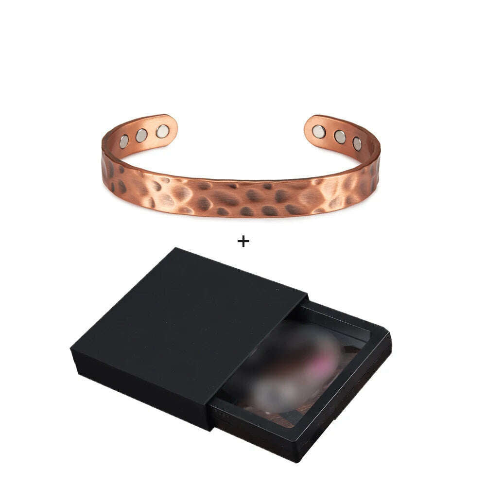 Pure Copper Magnetic Bracelet Arthritis Adjustable 10mm Vintage Magnetic Bracelet Health Energy Copper Cuff Bracelet & Bangles