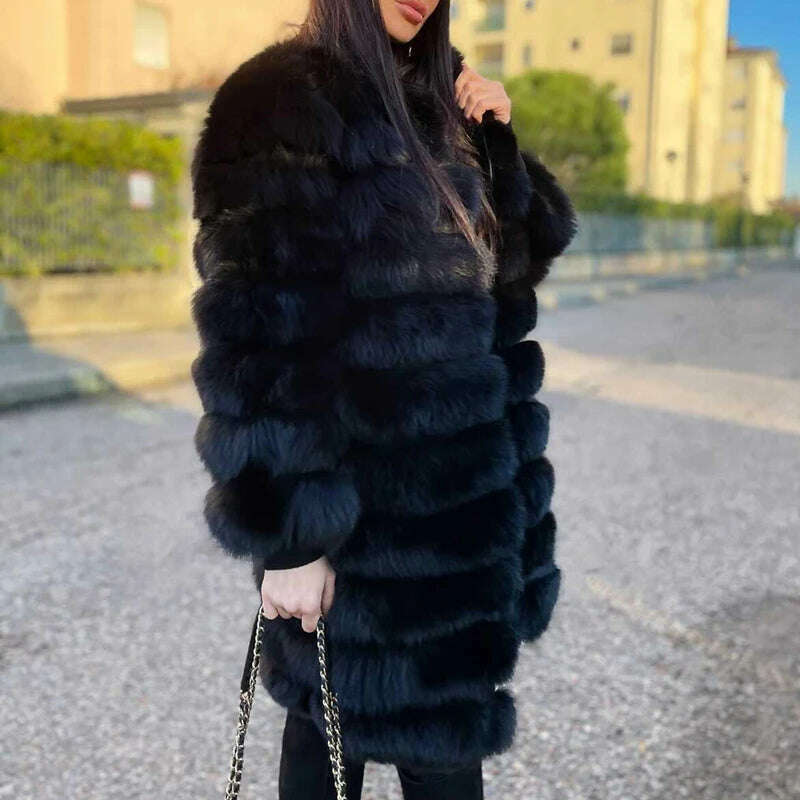 Real Fox Fur Coat Winter Women's Long Sleeves Clothing Wholesale Fashion Female Natural Fur Jacket On Offer Free Shipping 2023