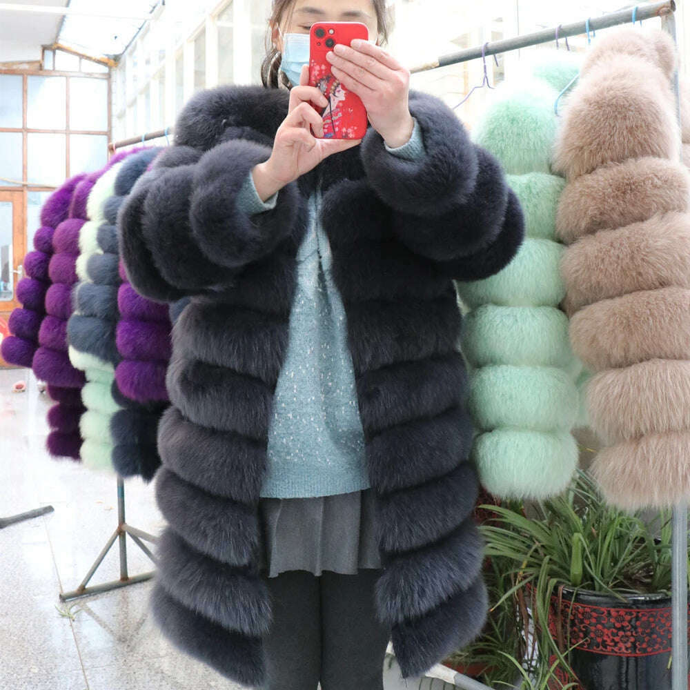 Real Fox Fur Coat Winter Women's Long Sleeves Clothing Wholesale Fashion Female Natural Fur Jacket On Offer Free Shipping 2023