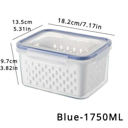 Refrigerator Preservation Storage Box Drain Basket Storage Containers Sealed Box Vegetable and Fruit Food Grade Drain Box