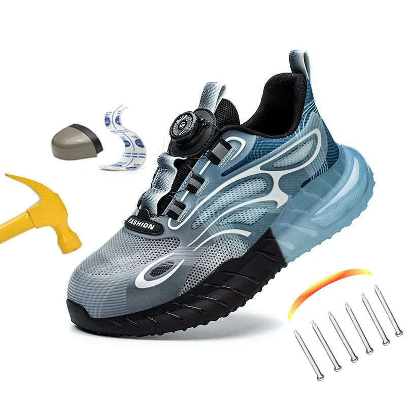 Rotating Buckle for Safety Shoes Men's Work Boot Breathable Light Steel Toe  Protective Sneakers Welted Business Security Shoes