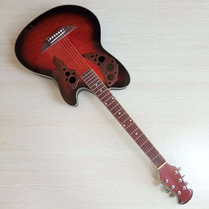 Round Back Acoustic Guitar with Small Flaws Flame Top High Gloss 6 Strings 38"