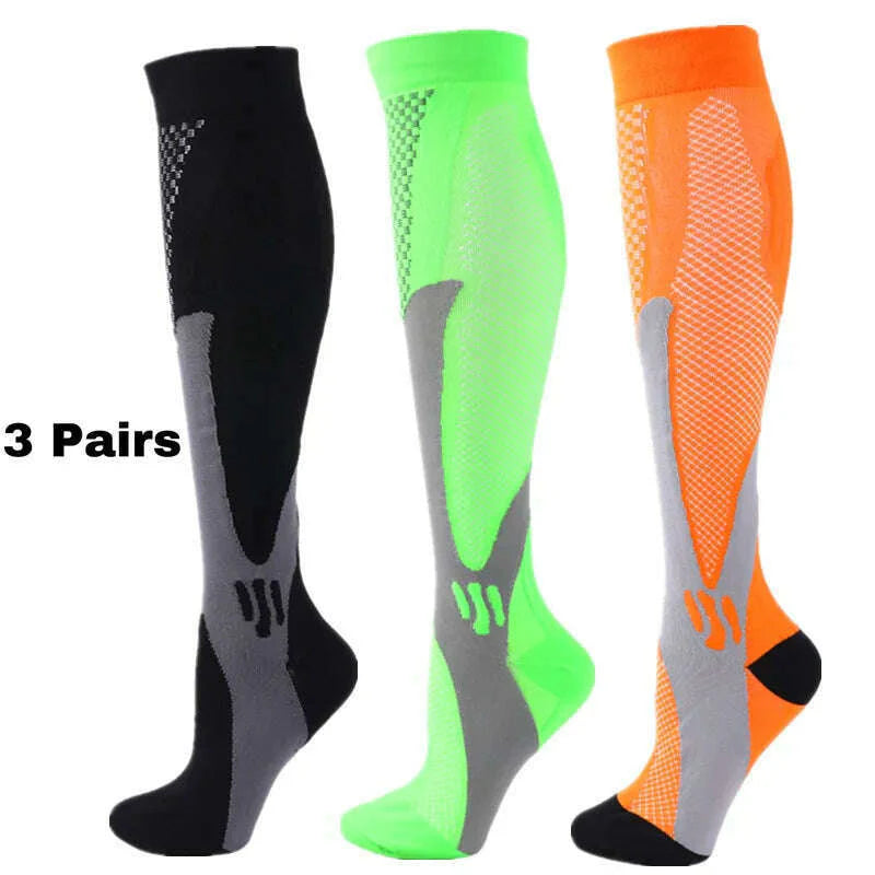 S-XXL 3 Pairs Pack/Socks Compression Socks 30 Mmhg Fit For Medical Edema Diabetes Varicose Veins Running Sports Socks Size XXL