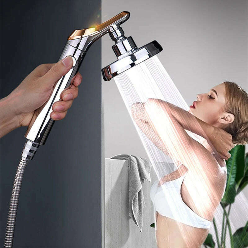 Shower Head Bathroom Rotating High Pressure Water Saving Handheld Shower Head Adjustable Stop Button Water Rain Shower Heads