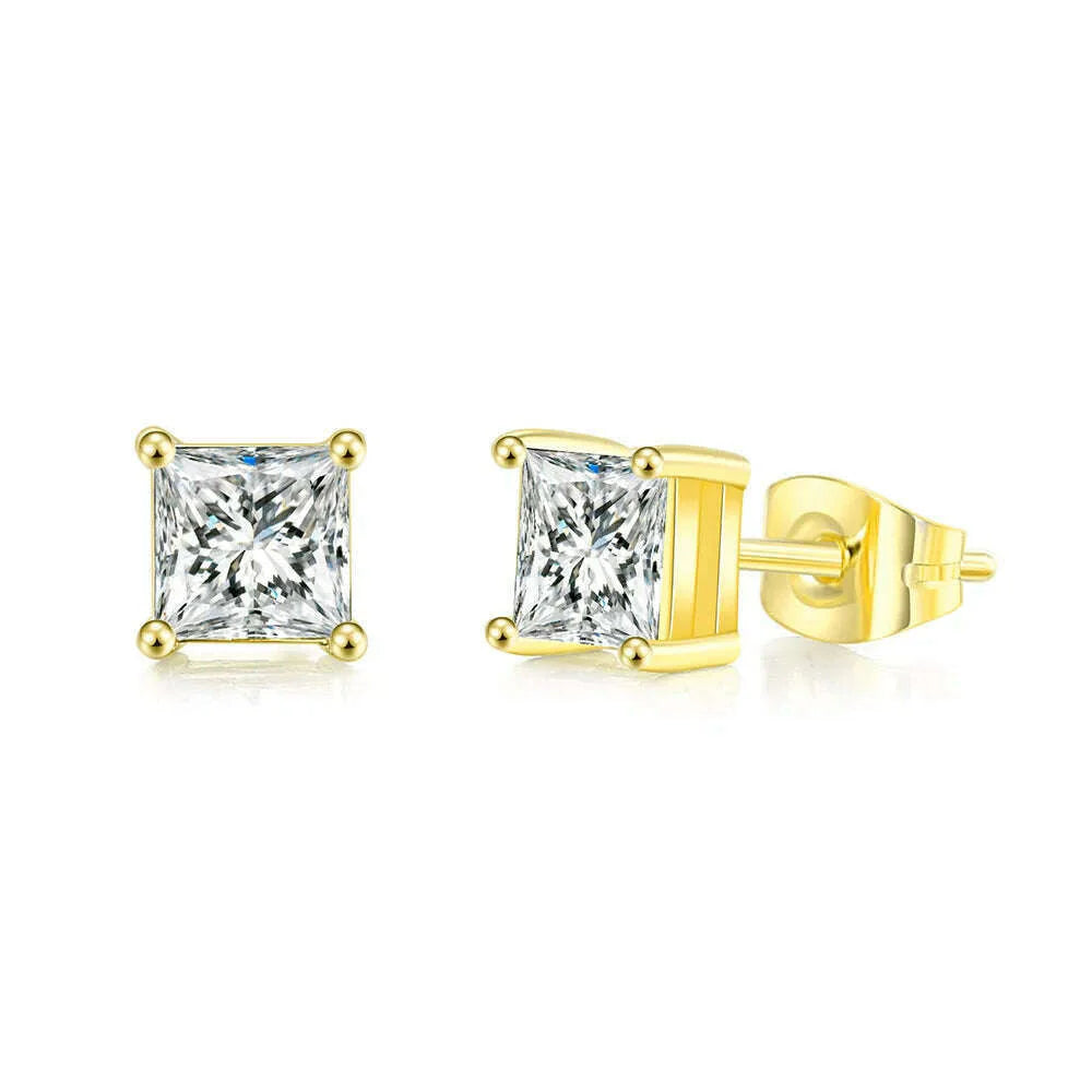 Simple 0.7 Carat Cubic Zirconia Stud Earrings Rose Gold Color Silver Color Fashion AAA+ CZ Stone Jewelry For Women brincos E435