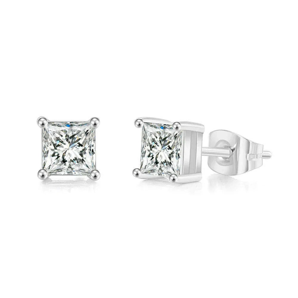 Simple 0.7 Carat Cubic Zirconia Stud Earrings Rose Gold Color Silver Color Fashion AAA+ CZ Stone Jewelry For Women brincos E435