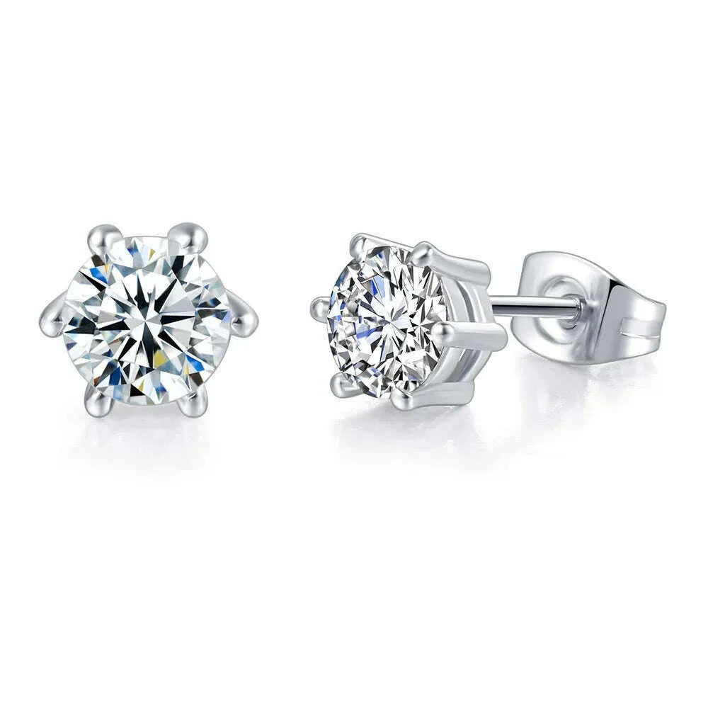 Simple 0.7 Carat Cubic Zirconia Stud Earrings Rose Gold Color Silver Color Fashion AAA+ CZ Stone Jewelry For Women brincos E435