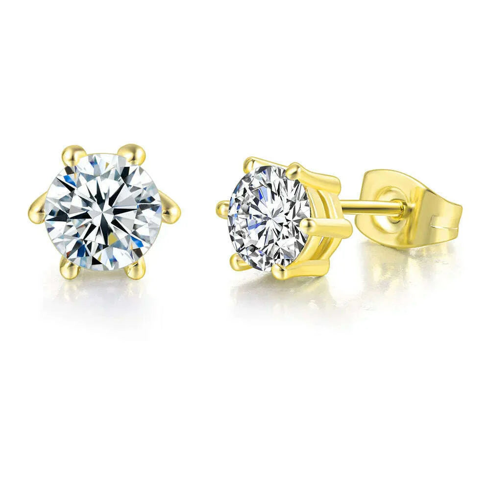 Simple 0.7 Carat Cubic Zirconia Stud Earrings Rose Gold Color Silver Color Fashion AAA+ CZ Stone Jewelry For Women brincos E435