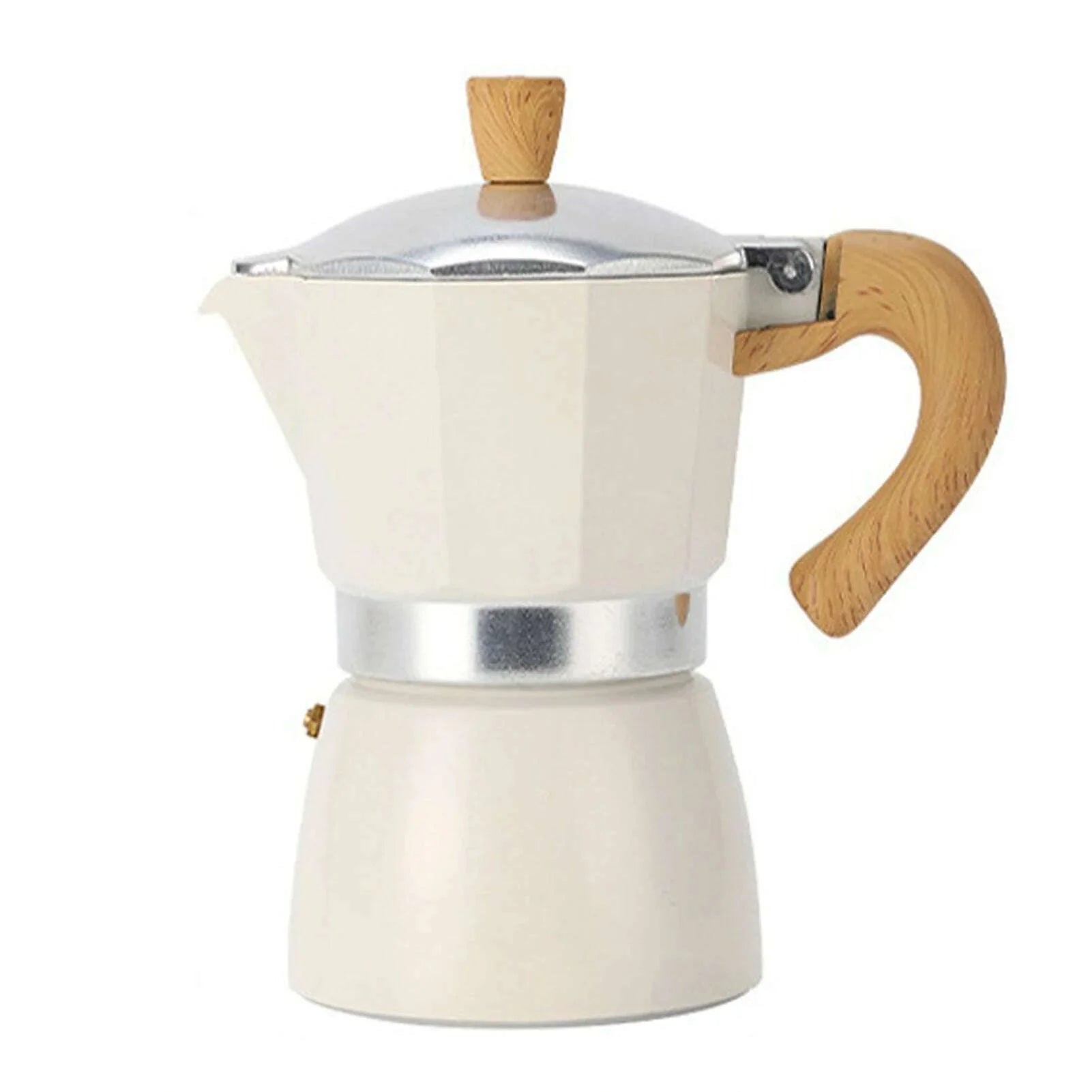 Single Valve Octagonal Coffee Pot Aluminum Moka Pot Extraction for Italian Coffee Machine with Anti-scald Wood Handle 150/300ml