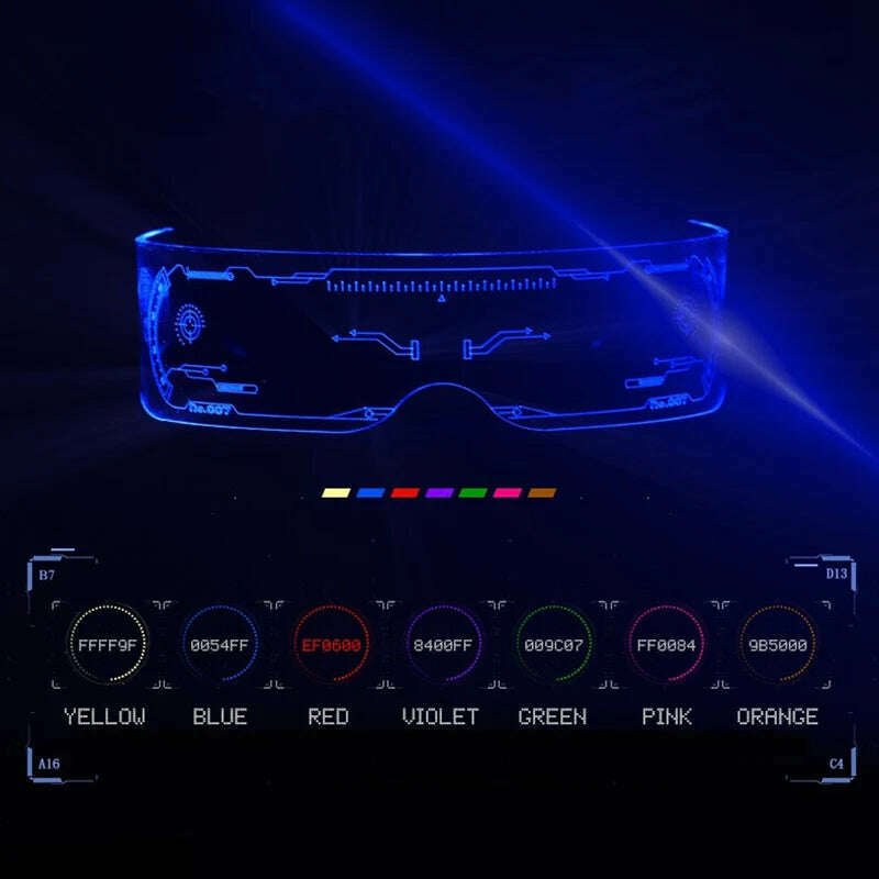 SO&EI LED Luminous Sunglasses Vintage Punk Goggles Men Women Fashion Party Christmas Colorful Light Up Glasses Shades UV400