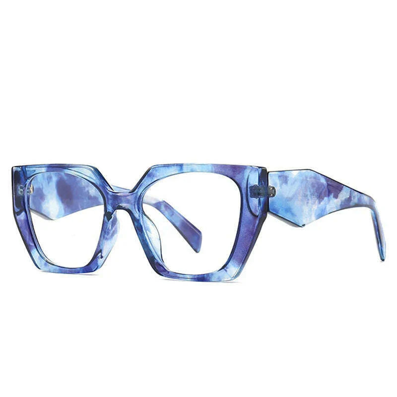 SO&EI Retro Polygon Cat Eye Colorful Sunglasses Women Fashion Brand Designer Clear Gradient Shades UV400 Men Sun Glasses
