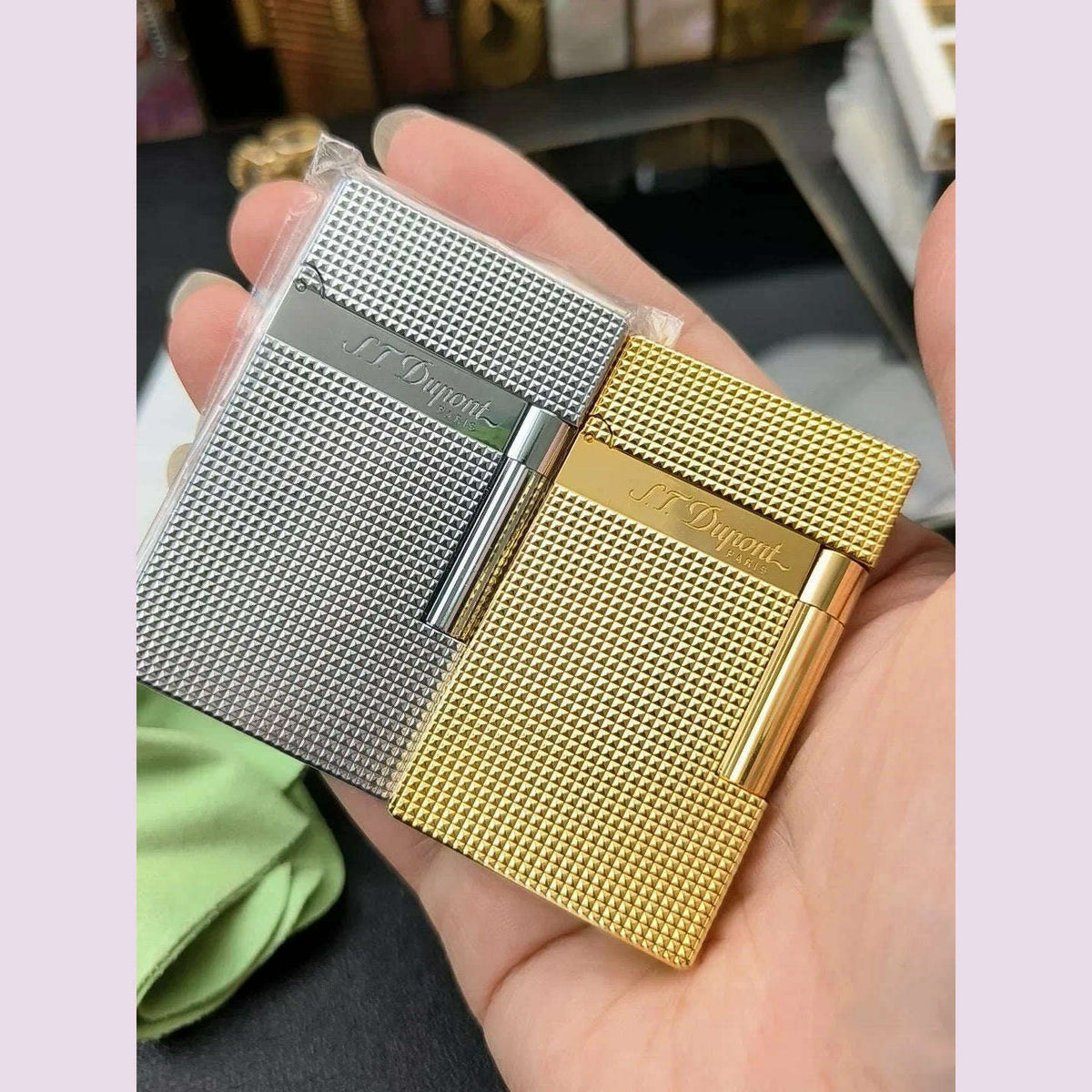 S.T. Dupont lighter, classic Paris nail style, crisp sound lighter, top manufacturer quality, gift for men