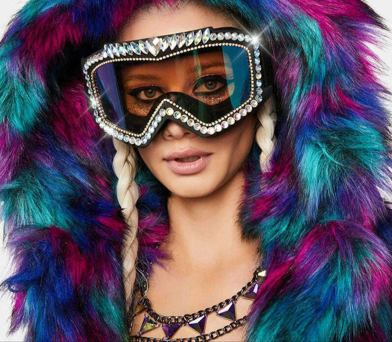 Steampunk Oversized Diamond Ski Sunglasses Goggle Women Men Snowing Sport Sun Glasses Luxury Rhinestone Eyeglasses De Sol Hombre