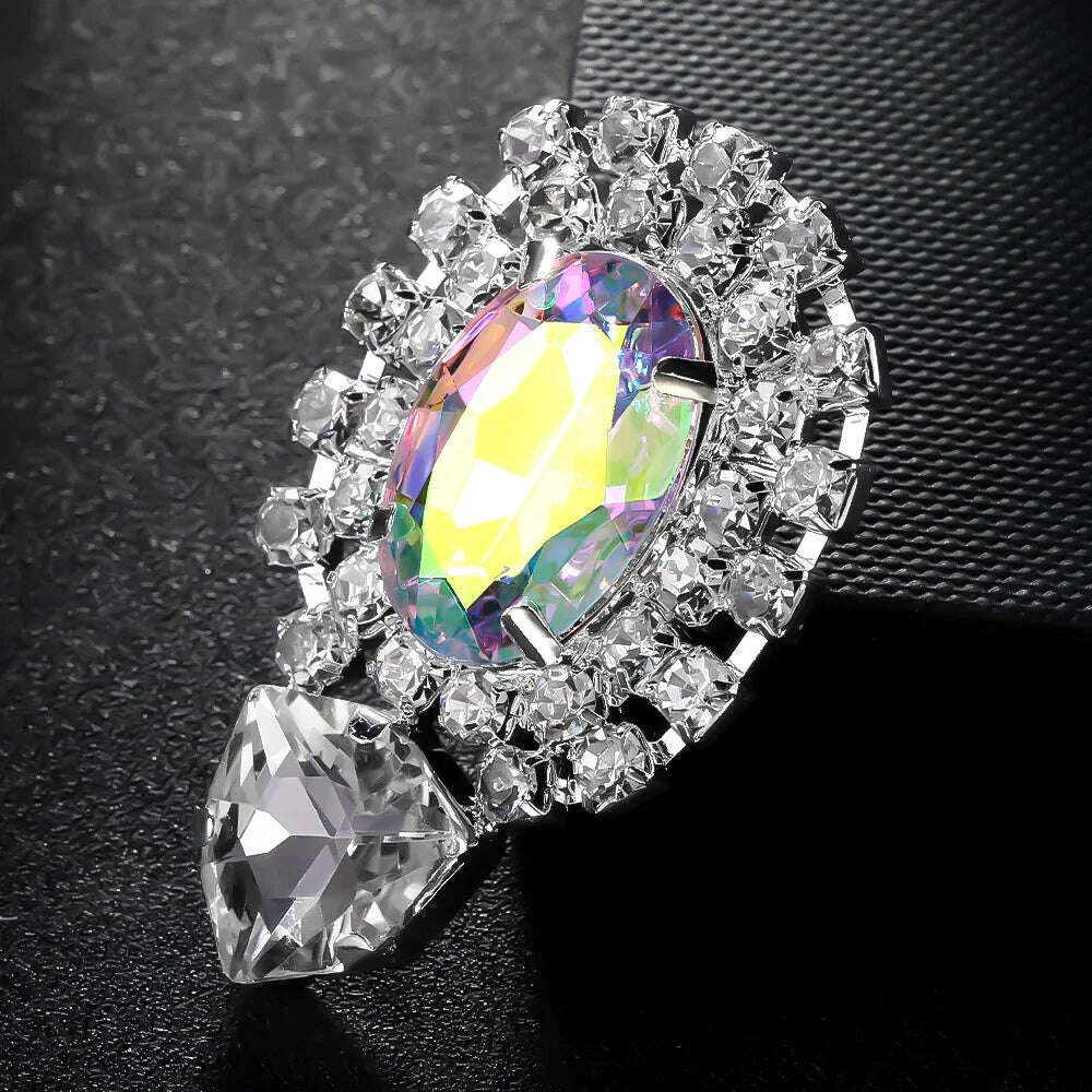 Stonefans 2024 AB Color Crystal Oversize Earrings Bridesmaid Jewelry Big Rhinestone Earrings Geometric Bridal Wedding Gift